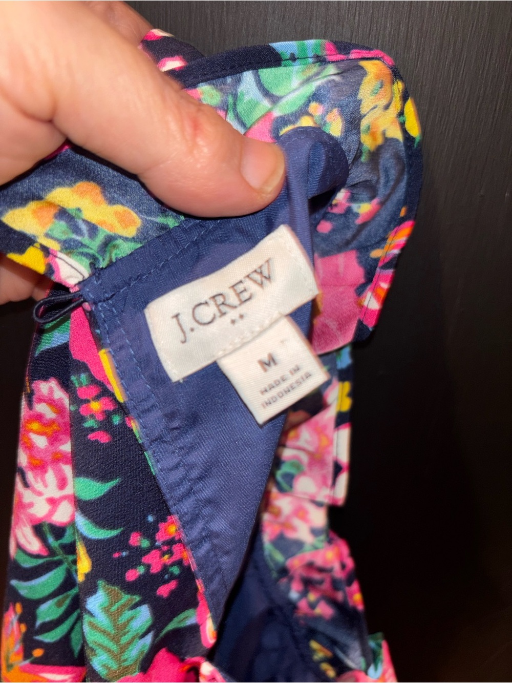 J.Crew Navy Floral Ruffle Sleeveless Blouse Top Size M - Picture 3 of 6